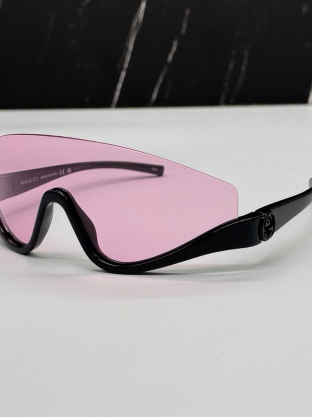 NEW GG1650S 002 GUCCI BLACK PINK SHIELD UNISEX GUCCI SUNGLASSES